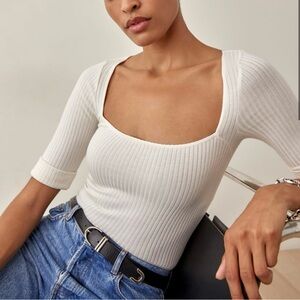 Reformation Leanne Knit Top - White XS